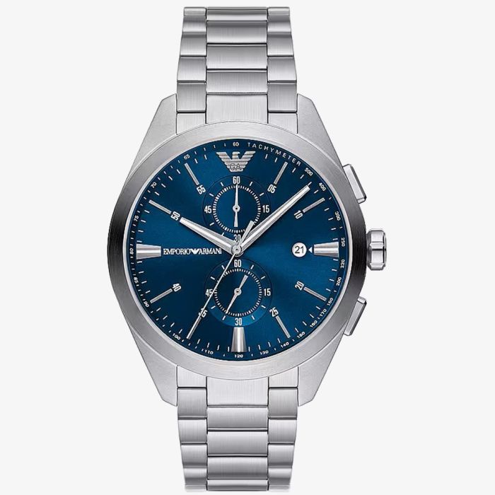 Emporio Armani Claudio Chronograph Blue Dial Silver Steel Strap Watch For Men - AR11541 - Image 3